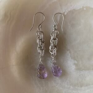 Ametrine Leaf Double spiral Sterling Silver Earring